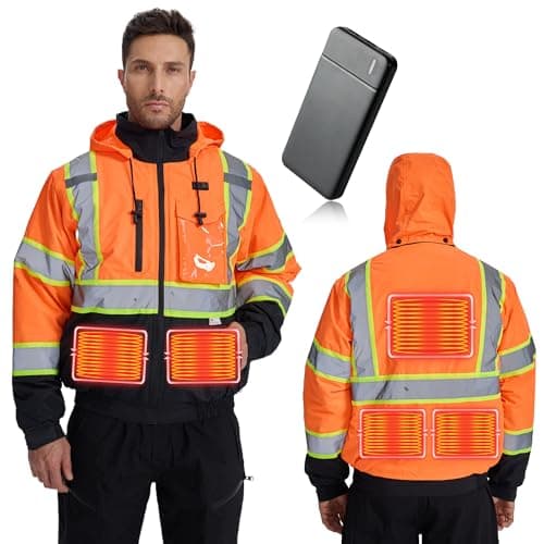 SRsafety Safety Heated Jacket,Waterproof Safety Jacket for Men with Pockets, Reflective High Visibility Safety Jackets (US, Alpha, Small, Regular, Regular, Orange) - Image 1