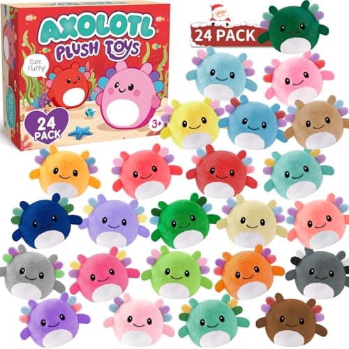 Party Favors for Kids - 24 Pack Mini Axolotl Plush Toys Keychains for Goodie Bags Stuffers for Kids,Treasure Box Toys for Classroom Rewards,Birthday Party Favors - Image 1