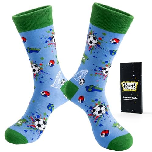BISOUSOX Mens Funny Soccer Socks, Novelty Cool Soccer Gifts for Men, Dad, Husband, Soccer Lovers & Fans, World Cup - Image 1