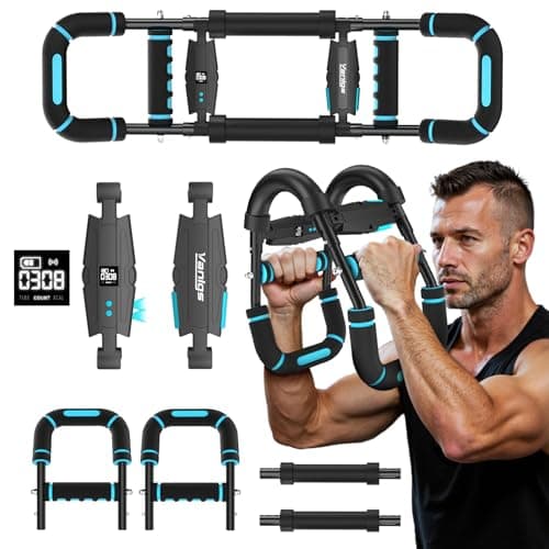 Vlangs Twister Arm Trainer for Men, Adjustable Chest Workout Equipmentwith LED Timer, Counter & Calorie Display, 27°Ergonomic Arm Exerciser for Biceps Chest, Blue Portable Home Gym Fitness - Image 1
