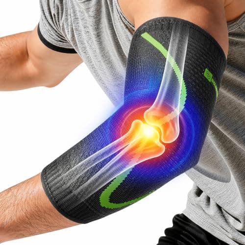 Elbow Brace Support with Gel Pads Breathable Elbow Compression Sleeve for Men & Women 4D Knit Elbow Sleeve for Golfer's, Tennis Elbow, Tendonitis, Reduce Joint Pain During Any Activity(Black, Large) - Image 1