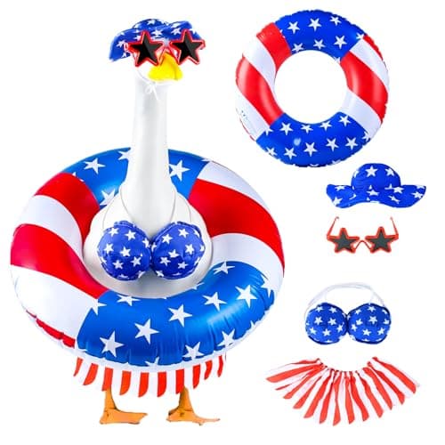DORONAN Patriotic Porch Goose Outfits, 4th of July Goose Outfits Funny Independence Day Porch Goose Costume for 23" Porch Goose, USA 250th Anniversary Summer Garden Lawn Decoration