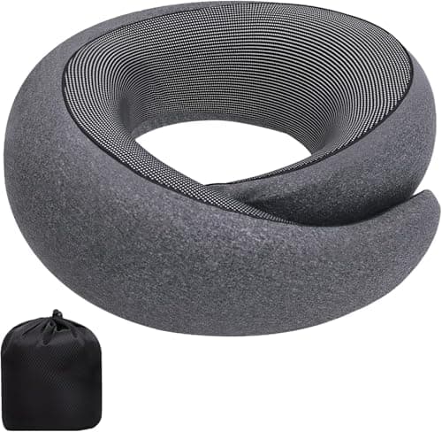 VOOMIKON Neck Pillow Airplane, Travel Pillows for Airplanes, Memory Foam Adjustable Portable Neck Pillow for Traveling, Car Rides, and Home Use (Dark Gray) - Image 1