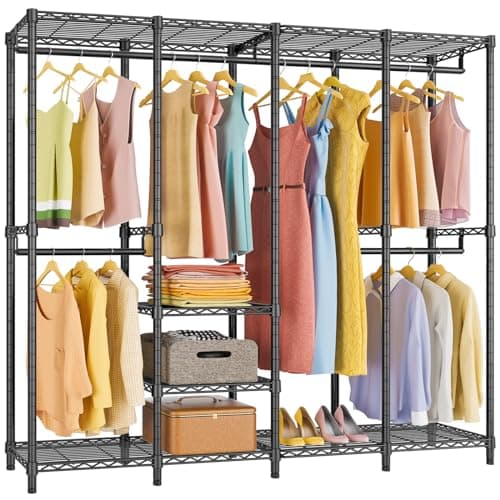 VIPEK V40 Medium Clothes Rack, 900lbs Capacity Sturdy Metal Garment Rack, Clothing Rack with 6 Shelves & 4 Hang Rods, Adjustable Open Wardrobe Closet Organizer for Bedroom/Apartment/Retail, Black - Image 1