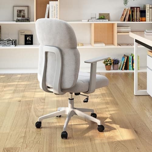 LuxErgo Office Chair, Home Office Desk Chairs with Armrest, Comfy Rolling Desk Chair with Wheels, Fabric Computer Chairs Adjustable Backward Tilt for Children/Kids, Beige - Image 1
