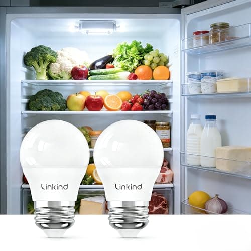 Linkind Led Refrigerator Light Bulbs, A15 Fridge Light Bulbs 40 Watts Equivalent Waterproof, 600LM Appliance Light Bulb 120V Non-dimmable 5W LED Bulbs for Freezer, E26 Base, Daylight 5000K, 2 Pack - Image 1