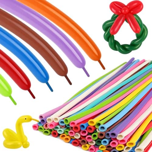 Multi 260 Balloons, 100Pcs Long Balloons for Building Balloon Arches, Skinny Latex Balloon for Animal Garland Modeling & Kid's Birthday Party Decorations - Image 1