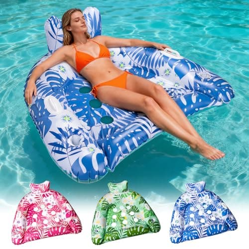 Ornnut XLarge Pool Floats,3 Packs Inflatable Pool Float Chairs for Adults & Kids, Upgraded Pool Floats with Cupholders & 2 Handles, Summer Pool Lounger Pool Toys for Lakes, Beach Vacation, Water Party - Image 1