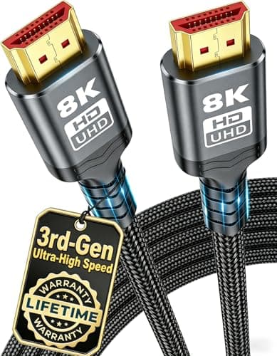 10K 8K HDMI Cable 2.1 48Gbps, 1.5FT 3.3FT 6.6FT 10FT 16FT 20FT 25FT 30FT 35FT Available, 3rd Gen Ultra High Speed HDMI Cord, Gold-Plated Military Grade Nylon Braided, 4K@120Hz 8K@60Hz 7680x4320(10FT) - Image 1