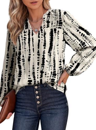 Dokotoo Womens Blouses for Women Dressy Casual Long Sleeve Shirts for Women V Neck Summer Blouses Flowy Tops Business Casual Outfits Work Interview Outfits Ladies Tops Blouses 2026 Apricot Shirts XL - Image 1