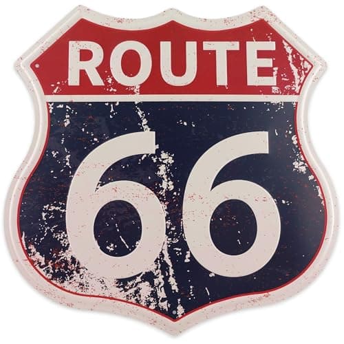 Route 66 Sign - Easy to Hang Tin Signs Vintage Style 12×12 Inch | Route 66 Decor For Bedroom, Man Cave, Garage, Workshop, Bar, Cafe - Retro Road Signs Cars Wall Decor for Gifting and Party Decoration - Image 1