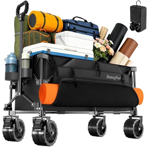 SUNNYFEEL 300L Wagon Cart Foldable - 550LBS Heavy Duty Collapsible Wagon with Big All-Terrain Wheels, Utility Folding Cart for Camping, Grocery, Shopping, Beach, Outdoor Activities, Black - Image 1