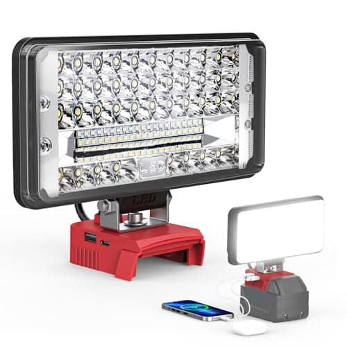 Ecarke LED Work Light Compatible with Milwaukee 18V Battery, 14500LM 145W Cordless Job Site Light, 140° Pivoting Head, USB & Type-C Charging, Low Voltage Protection, Portable Flood Light (Tool Only)