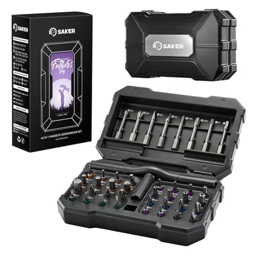 Saker 42-in-1 Magnetic Screwdriver Set for Father’s Day Gift, Screwdriver Set with T Handle & Storage Case, for Men Gift, Furniture, Computer, Bicycle, and DIY Grey - Image 1