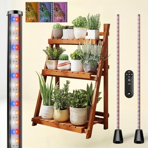 2 Packs Grow Lights for Indoor Plants with Timer, Full Spectrum Grow Lights with 384 LEDs, Vertical Plant Light, Standing Plant Lamp, 60", 5 Level Dimmable - Image 1