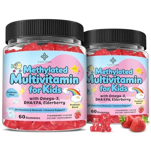 Kids Multivitamin Gummies with Omega-3 (Dha+Epa), Methylated B12 & Folate, B6, B2 & Elderberry, Vitamin D3, C, A, E, Zinc, Postbiotics, Choline | for Brain, Eye & Immune, Clean, Sugar Free, 120 Cts - Image 1