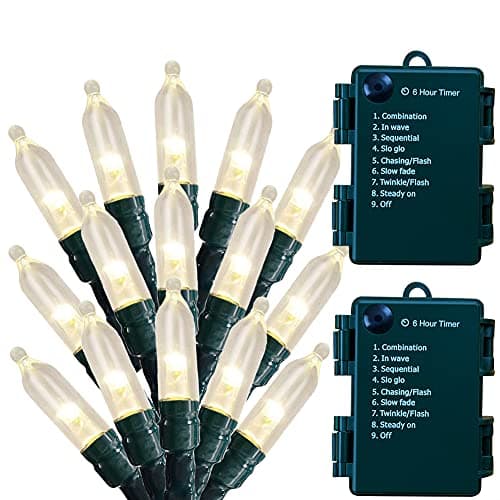 HoliDecor Christmas Lights - Battery Operated 50 LED Mini String Lights With 8 Modes and Timer for Xmas Tree, Wreath, Party, Indoor Outdoor Decor - Waterproof, Warm White (2 Pack) - Image 1