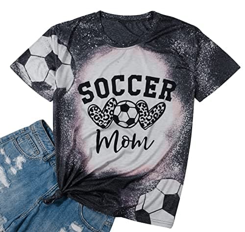 Soccer Mom Shirt Women Funny Ball Mom T-Shirt Cute Letter Printed Graphic Tee Causal Short Sleeve Tops - Image 1