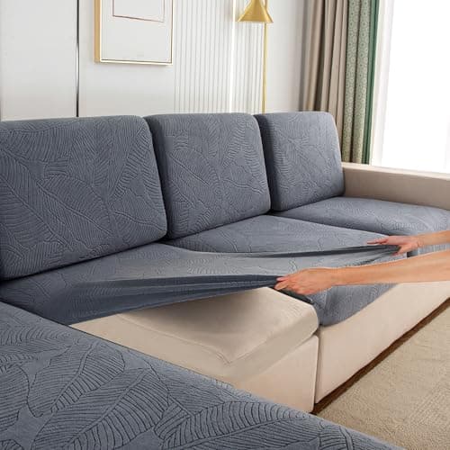 UWWGKK Stretch Couch Cover for Sectional Sofa - Multiple Patterns & Colors,Sofa Cover Design for L-Shaped Couches,Dark Grey Bjy Small Single Seat(1 Pcs) - Image 1