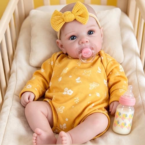 Milidool Lifelike Reborn Baby Dolls - 20 Inch Newborn Baby Doll Girl with Soft Weighted Body, Cute Soft Poseable Realistic Real Life Baby Dolls with Complete Accessories for 3+ Years Old Gifts - Image 1