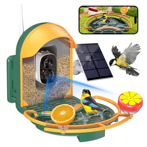 Bird Feeder with Camera, 2K HD Camera Birds Feeder with Bath Wireless Outdoor, Solar Powered Bird Watching with APP Control, Night Vision, Motion Detection Alerts, Birdfeeder for Backyard, Dark Green - Image 1