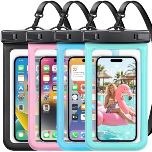 PEORSEFI 4 Pack Waterproof Phone Pouch IP68, Up to 8.3", Multicolor Waterproof Cell Phone Case for iPhone 17 16 15 Pro Max Galaxy S26 Ultra Pixel, Touchscreen Underwater Photography - Image 1