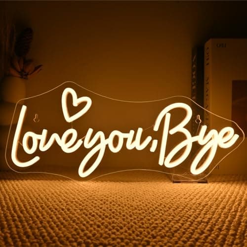 FAXFSIGN Love You Bye Neon Sign Above Door Led Light Neon Signs For Wall Decor Warm White Entryway Hallway Neon Light Graduation Bedroom Home Wedding Party Bar Modern Decoration Birthday Gift