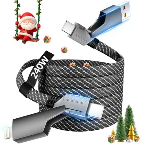 USB C Cable, 240W MAX 4 in 1 Charging Cord 5FT with E-Mark Chip, Fast Charging USB A/C to C/Lightning Cable for iPhone 17/16/15/14/13 Series, MacBook/Pad/Android/Tablets and More, iPhone Charger Cord - Image 1