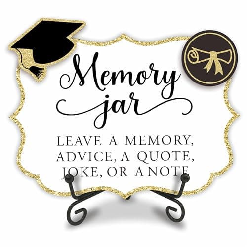 Memory Jar Leave A Memory - Class Of 2026 Graduation Wooden Buffet Sign, Candy Sign With 1 Metal Support & 2 DIY Wood Decor With Velcro, Grad Party Decor & Supplies (5" X 7") - 05 - Image 1