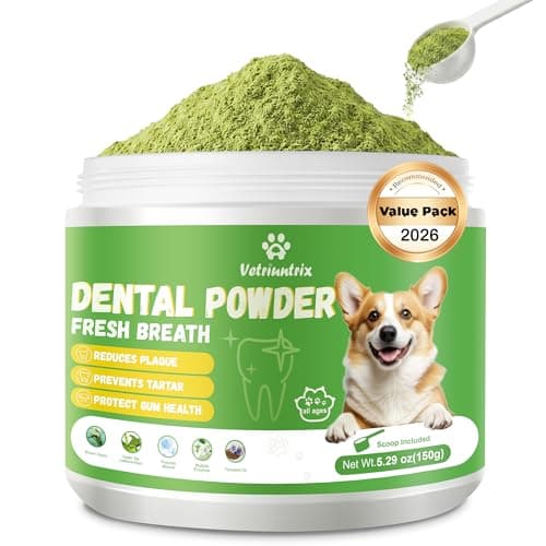Vetriuntrix Dog Dental Powder, Dental Powder for Dogs Teeth Cleaning and Breath Fresh, Dog Dental Care with Natural Enzymes, Probiotics, Tartar Remover and Plaque Off - 150g - Image 1