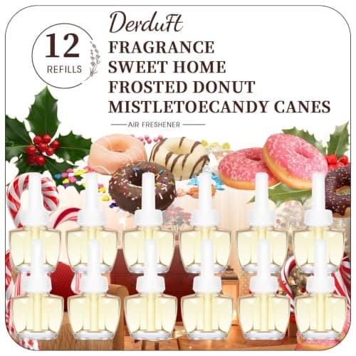 Plug-In Air Freshener Refills 12 Pack - Summer Scents with Sweet Home, Frosted Donut, Mistletoe, Candy Canes - Wall Plug in Refills 7.92 Fl Oz - Compatible with Air Wick & Glade, Not for Glade Plus - Image 1