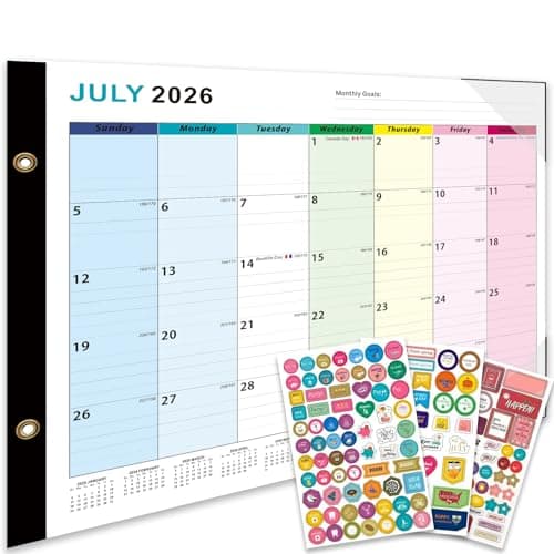 Dayvorax 2026-2027 Desk Calendar - 22" x 17", 18 Month Calendar Jan 2026 - Jun 2027, Large Monthly Desktop Calendar with Daily Blocks, Thick Paper, Corner Protectors - Colorful (3 Stickers Included) - Image 1