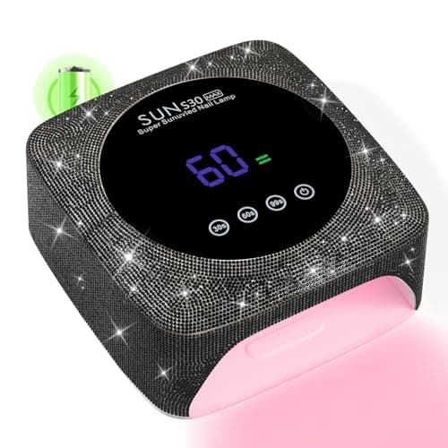 CHRISTINE SHELLY Cordless UV LED Nail Lamp 96W, Rechargeable UV Light for Gel Nails with 3 Timer Setting, Professional Quick Dry Nail Dryer with Display Auto Sensor for Salon & Home (Black Diamond) - Image 1