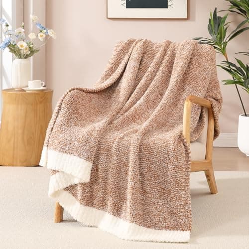WRENSONGE Throw Blanket Cationic Dyeing Burnt Orange Soft Cozy Fluffy Warm Hand Made Weave Throw Blankets for Couch, Sofa, Chair, Bed, Camping, Picnic, Travel Lightweight Bed Blanket - 60"*80" - Image 1