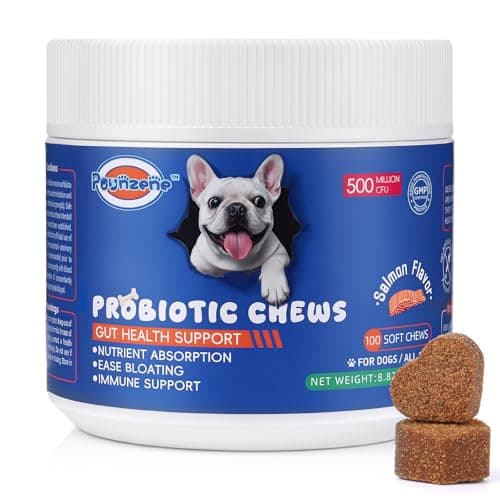 Pounzene Probiotics Chews for Dogs Gut Digestive Health, Dog Upset Stomach Relief and Occasional Diarrhea, Boost Immune Systems - Prebiotics and Probiotics for Dogs, Salmon Flavor, 100 Soft Chews - Image 1