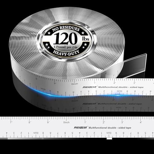 PHIXBEAR Heavy Duty Double Sided Tape 17FT x 1.18" - Clear Nano Mounting Tape with Dual Scale, No Residue for Wall Posters, Rugs, Home Decor - Image 1
