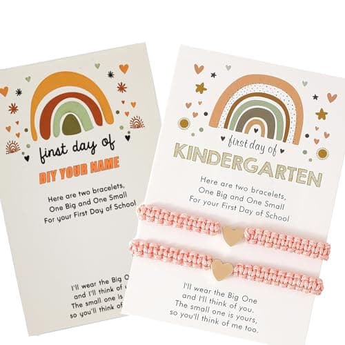 OVIFICEA First Day of Kindergarten Bracelets for Mommy and Me Back To School Gift Matching Bracelets, Mother Daughter Bracelets Pre-K Gifts for Girls Boys, Heart Wish Adjustable Bracelets - Image 1