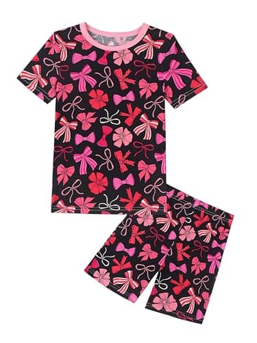 Joonberry Toddler Kids Soft Bamboo Viscose Long Sleeve Top and Pants Cloth Set–2-Piece 2-8Y Boys Girls Outfit(Bow,3-4Y - Image 1