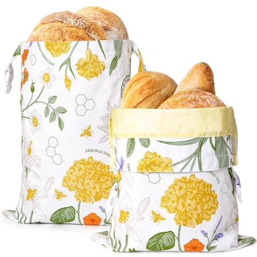 Yolysudo Reusable Vintage Floral Beeswax Bread Bags for Sourdough, 2 Pack Large Beeswax-Lined Cotton Homemade Bread Storage Bags, Natural Freshness Keeper, Multicolor, 17''x 13" - Image 1
