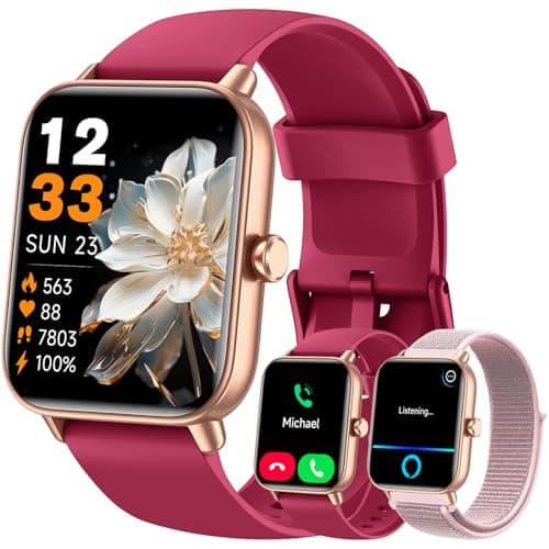 Hingso Smart Watches for Women (2 Bands), 120+ Sport Modes Fitness Watch with Step Counter, Heart Rate Monitor, Smart Watch for iPhone Compatible with Calls/SMS/Notifications, Android Smart Watch