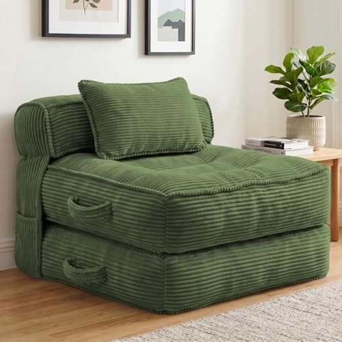 ORWIPO Folding Sofa Bed, Convertible Sleeper Chair with Pillow Foldable Mattress with Back Support, Portable Fold Out Chair Bed Comfy Floor Couch Lounge for Living Room Bedroom Apartment Single - Image 1