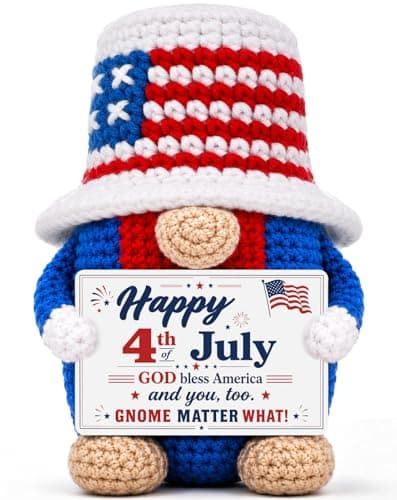 XgiftCreat 4th of July Independence Decorations - Patriotic USA Independence Day 250th 250 Years Anniversary Merchandise Crochet Gnomes Decor Gifts, Fourth of July Table Home Indoor, God Bless America - Image 1