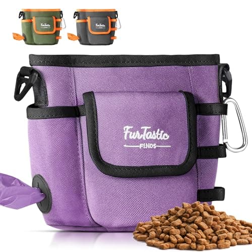 FurtasticFinds Dog Treat Pouch with Quick-Release Magnetic Closure, 3-Way Wear Treat Bags, 900D Waterproof Fabric, 4 Storage Spaces, Treat Pouch for Pet Training Walking (Purple) - Image 1