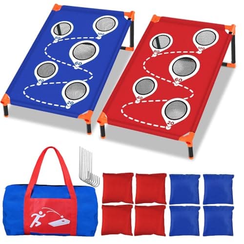 NZQXJXZ Portable Cornhole Board Set with 8 Bean Bags 3x2FT Cornhole Games for Kids and Adults Cornhole Set for Indoor and Outdoor Camping Parties Travel Beach Yard - Image 1