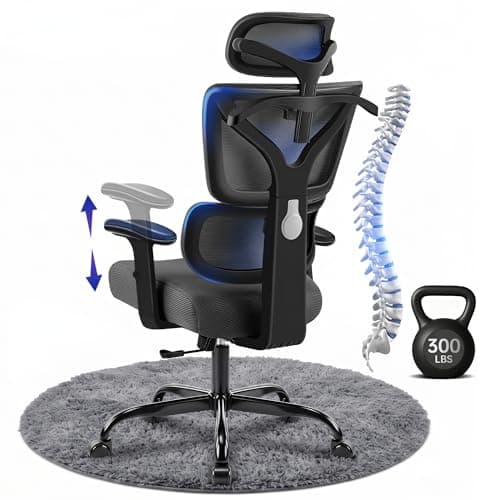 Hayelf Ergonomic Office Chair, High Back Mesh Computer Chair with Comfortable Adaptive Lumbar Support, Built-in Coat Hanger, SGS Class 4 Gas Lift, Heavy Duty 300lbs for Long Hours Home Office - Image 1