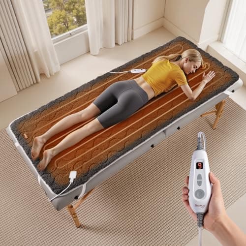 Bearhug Massage Table Warmer Heating Pad 30” x 71”, Dark Grey Sherpa Wool Electric Heating Pad with 9 Hours & 10 Heating Levels, LED Controller, Machine Washable - Image 1
