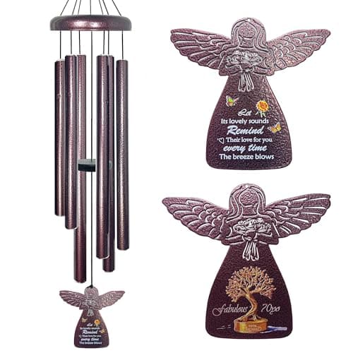 70th Birthday Gifts for Women or Men, 32" Angel Aluminum Wind Chimes for Outside with Harmony Tone, Memorable 70th Birthday Gift for Mom, Unique Wind Chimes for Garden, Patios and Backyard Decor - Image 1