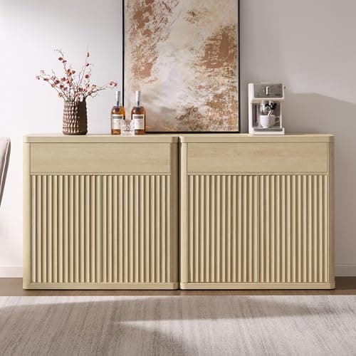 SICOTAS Buffet Cabinet with Storage - Accent Fluted Storage Cabinet with 4 Doors & 2 Drawers Sideboard Credenza Buffet Table Console Cabinets for Living Room Kitchen Dining Room Entryway Office - Image 1