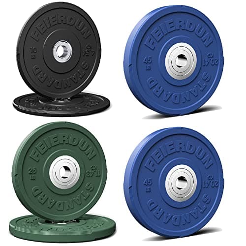 FEIERDUN 2" Color Olympic Bumper Plate Weight Plate 160LBS for Strength Training - 100% Virgin Rubber - Image 1