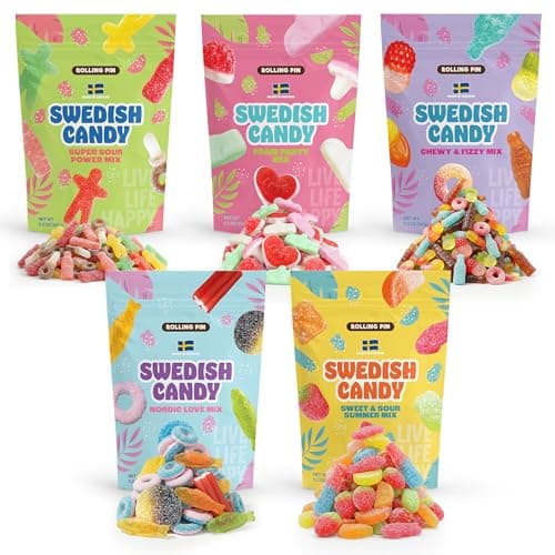 5-Pack Swedish Candy Variety – 1.6LB - Sweet & Sour Summer Mix, Super Sour Power, Nordic Love, Chewy Fizzy & Foam Party Gummies – Fruity, Tangy & Creamy Treats for Parties & Snacks - Image 1